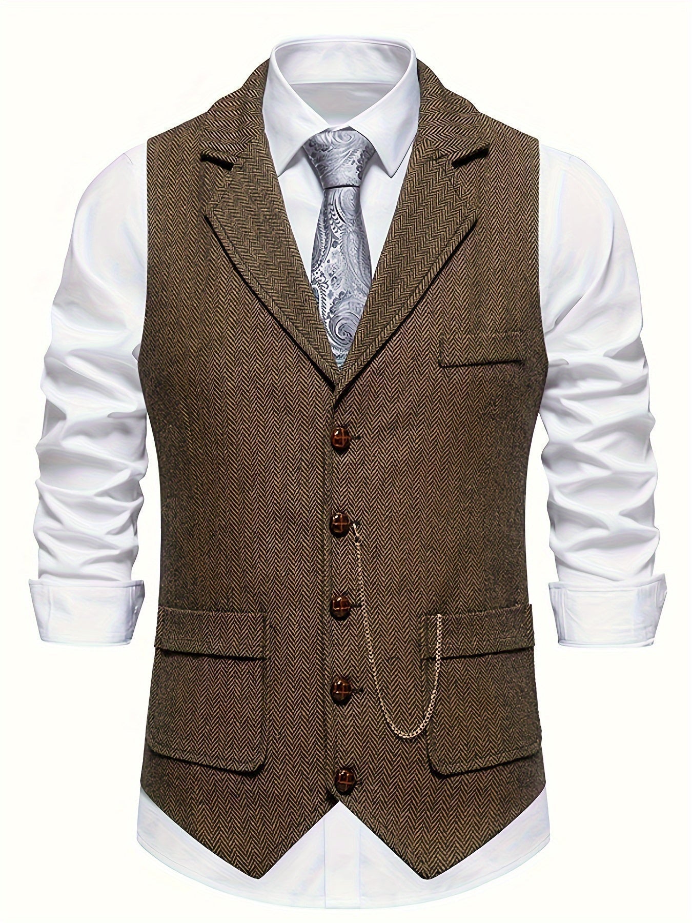 Gilet Sans Manche Homme Classique Motif Chevron 3