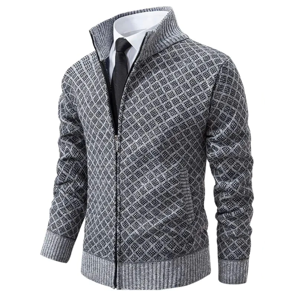 Cardigan Homme Jacquard Doux Coupe Classique - Foivo
