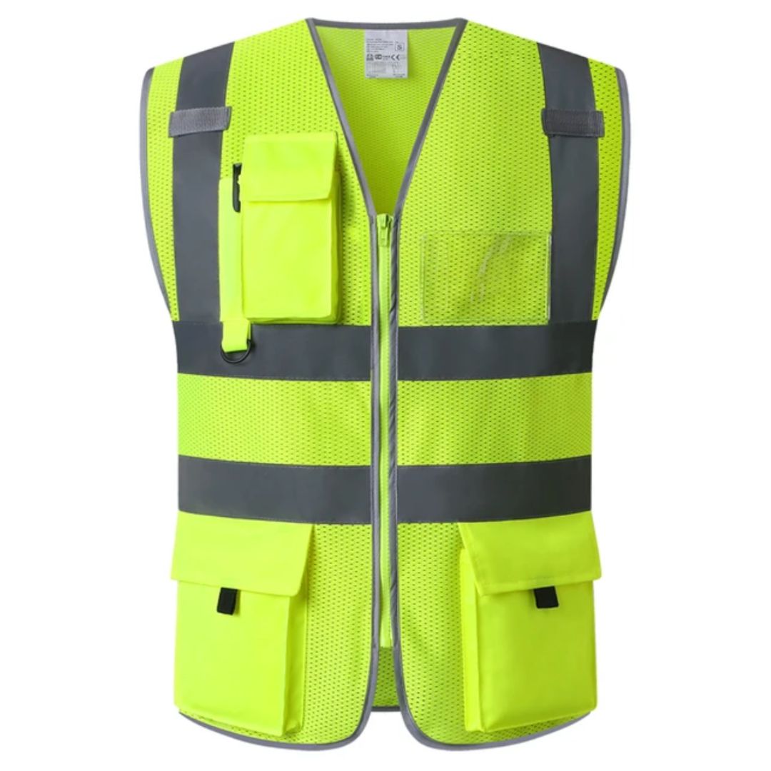 Gilet de travail Homme Haute visibilité Réfléchissant Coupe droite - Foivo