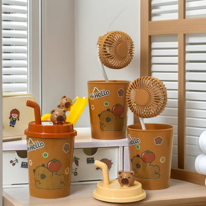 Gobelet Réutilisable Femme avec Paille Intégrée et Design Animal Coloré 1