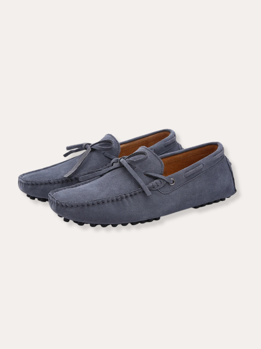 Wesley | Elegant Gray Suede Moccasin Slippers - Foivo