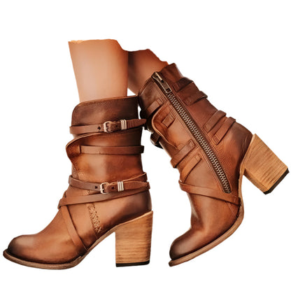Bottines Féminines Hauts Talons Rétro Chic