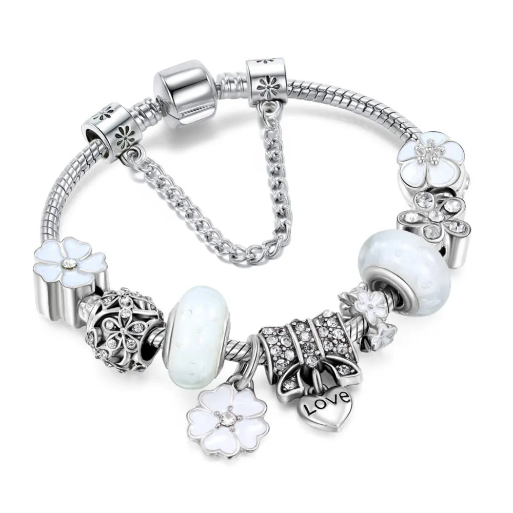 Bijou en Argent Massif Fleuri Élégant Cadeau