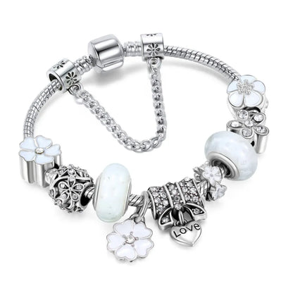 Bijou en Argent Massif Fleuri Élégant Cadeau