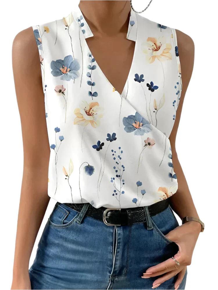Blouse Femme Élégante Sans Manches Col en V