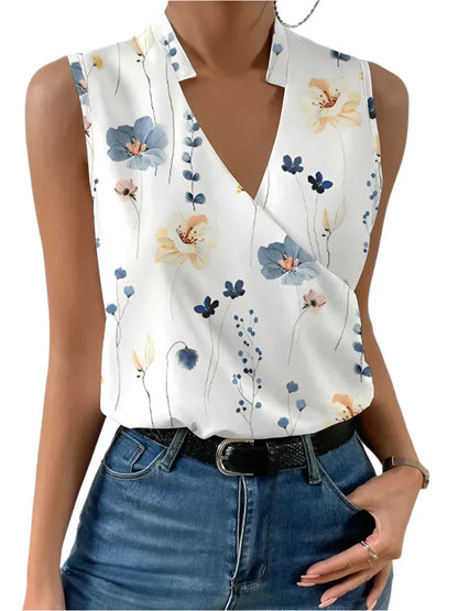 Blouse Femme Élégante Sans Manches Col en V