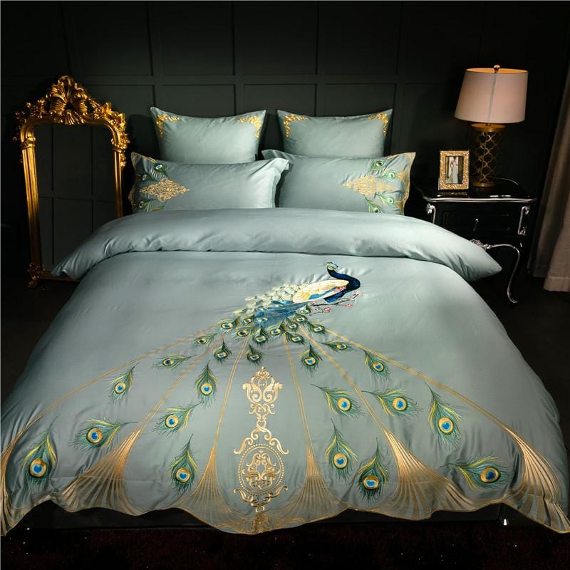Ensemble de Couette en Coton Luxe | Décoration Chambre Teal Floral - Foivo