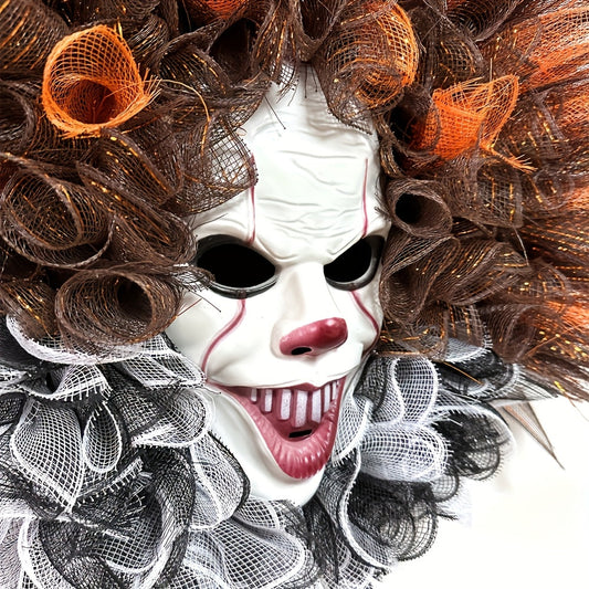 Couronne de Clown Effrayante pour Halloween | Déco d'Entrée Terrifiante - Foivo