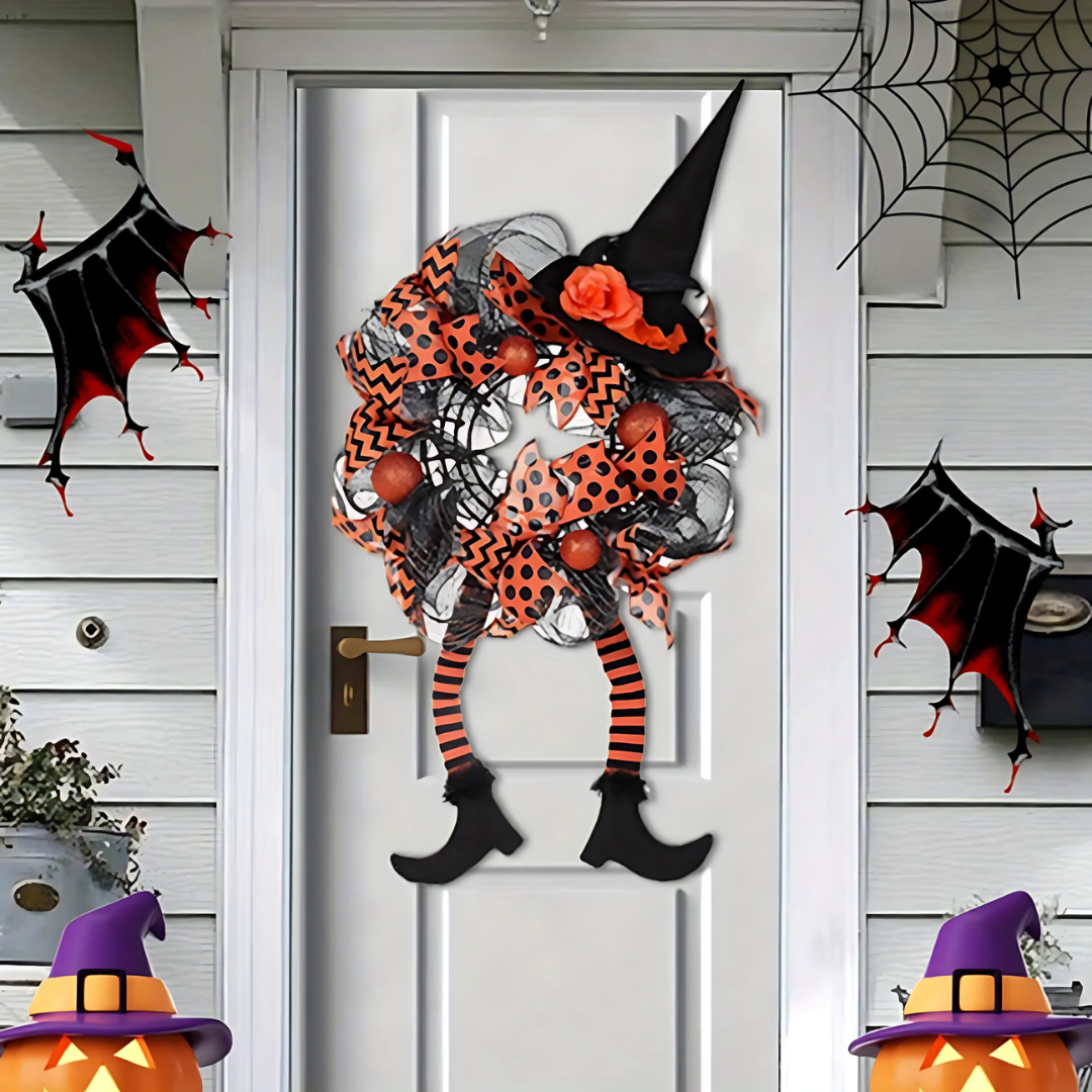 Guirlande Sorcière Noël Fantaisiste - Décoration de Porte d'Entrée pour Halloween