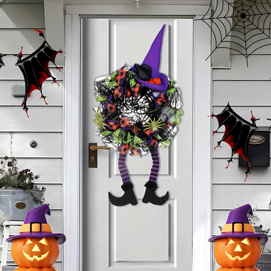 Guirlande Sorcière Noël Fantaisiste - Décoration de Porte d'Entrée pour Halloween