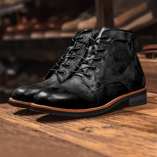 Bottes en cuir vintage élégantes pour hommes - BlxckFR