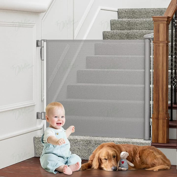 Barrière de Sécurité Escalier et Animaux Rétractable Élégante