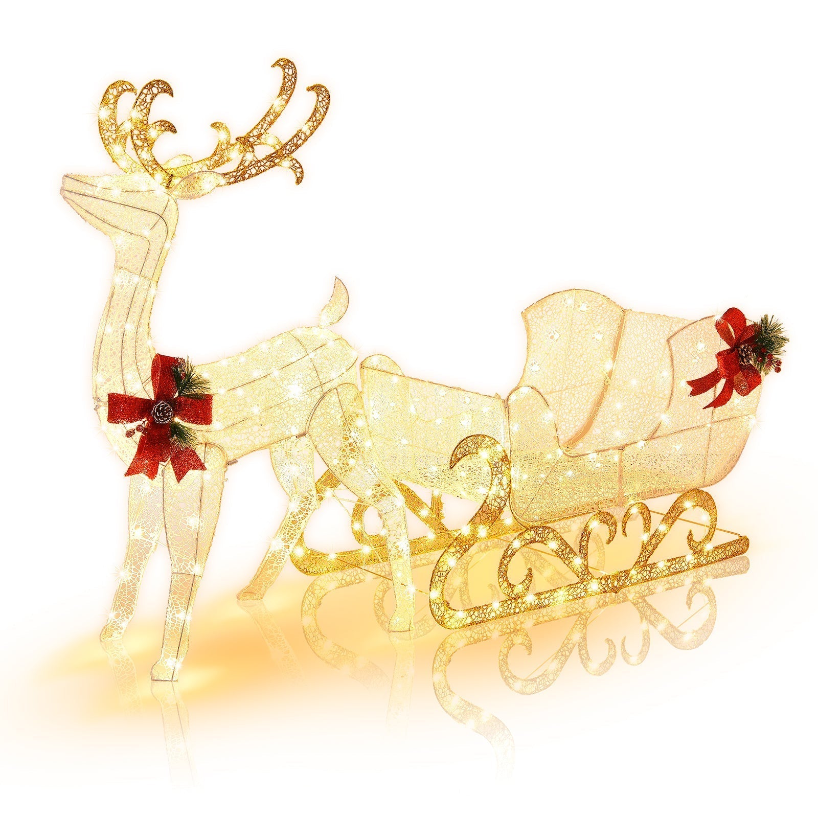 Cerf de Noël Lumineux pour Jardin avec Bois de Cerf - Foivo