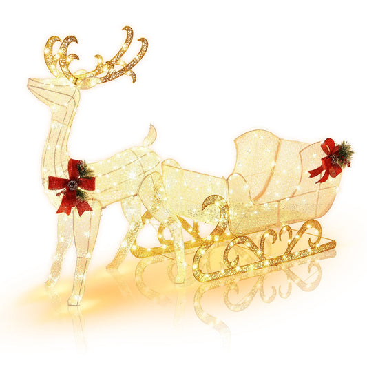 Cerf de Noël Lumineux pour Jardin avec Bois de Cerf - Foivo