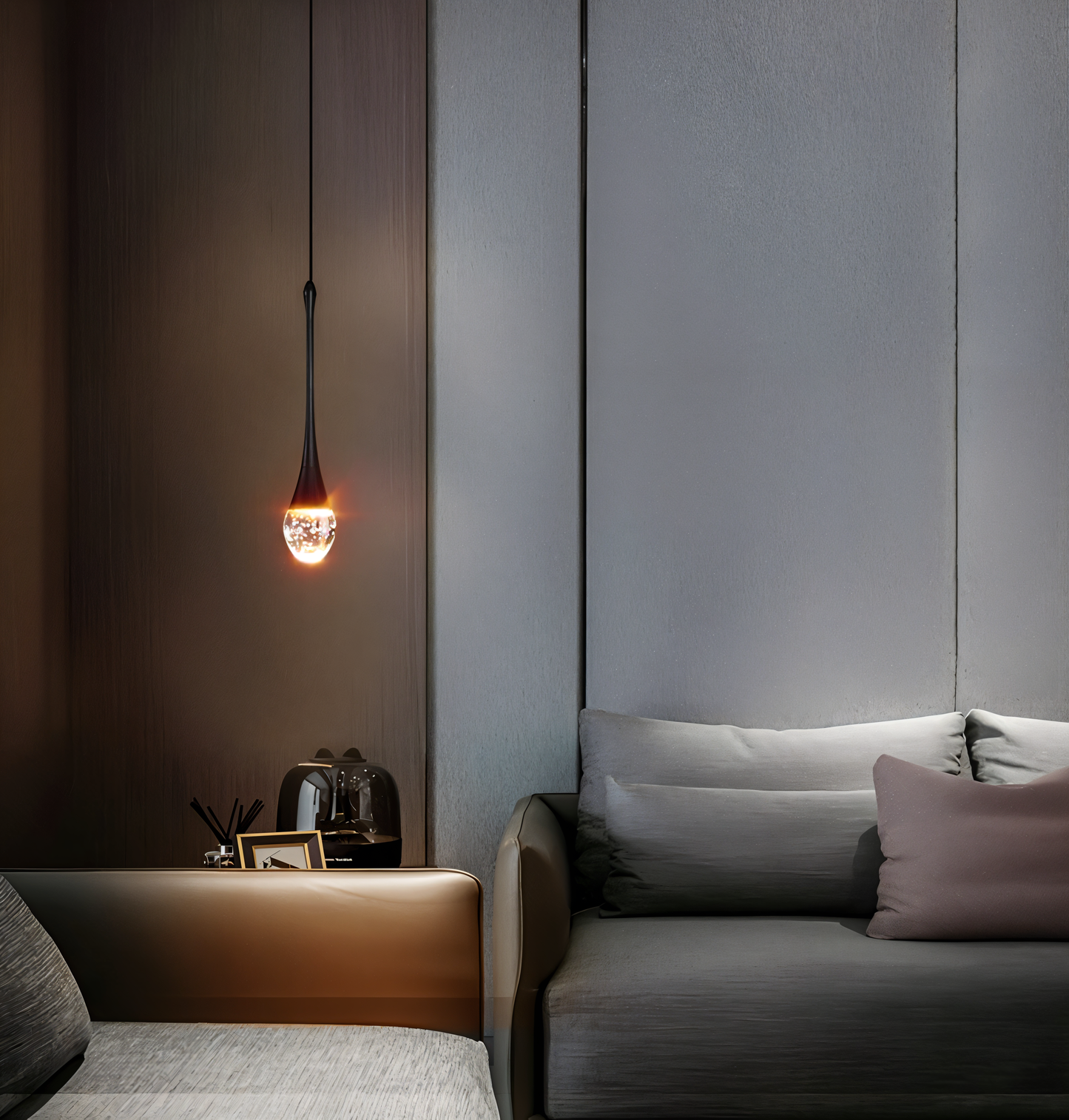 Luminaire Suspendu Verre Noir Cristal Élégant