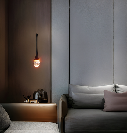 Luminaire Suspendu Verre Noir Cristal Élégant