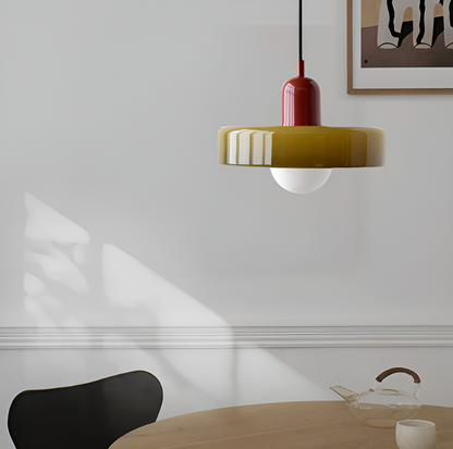 Luminaire Suspendu en Verre Coloré et Réglable, Applique Murale Élégante