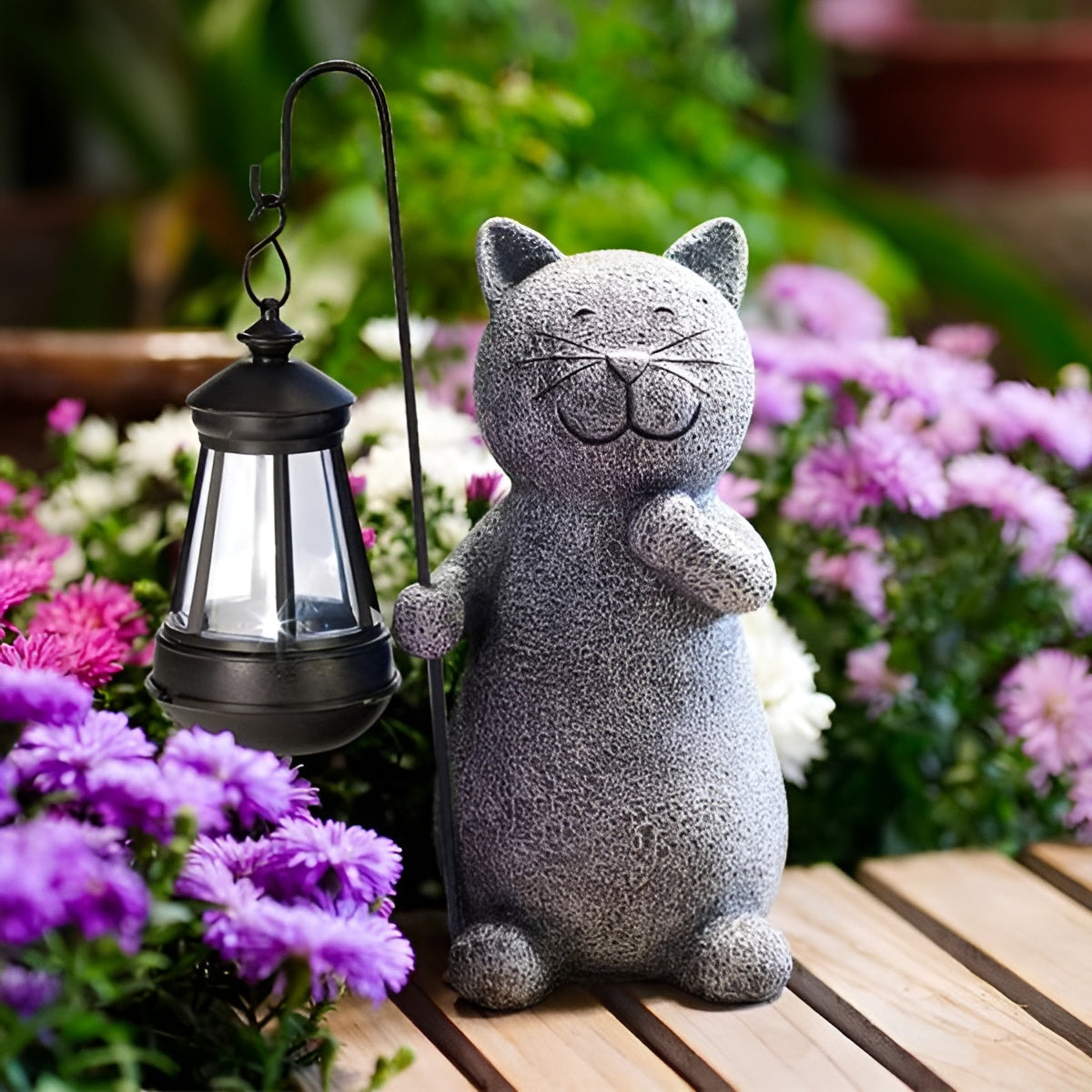 Statue Chat Solaire Lumineuse | Éclairage de Jardin Économe en Énergie - BlxckFR