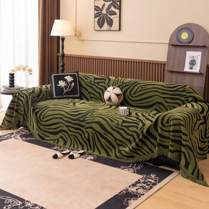 Housse de canapé Chenille Motif Zèbre Moderne et Ajustable