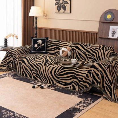 Housse de canapé Chenille Motif Zèbre Moderne et Ajustable