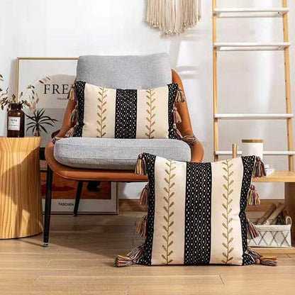 Housse de Coussin Texturée à Franges 1