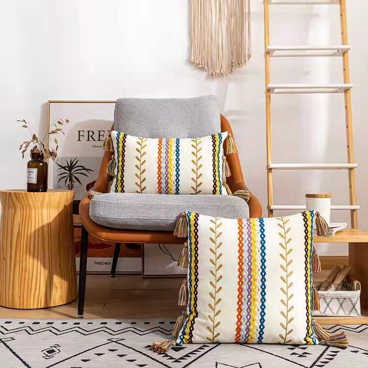 Housse de Coussin Texturée à Franges 5