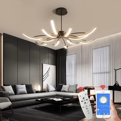 Lampe Plafond LED Élégante - Éclairage Suspendu pour Intérieur, Aluminium Brillant - Foivo
