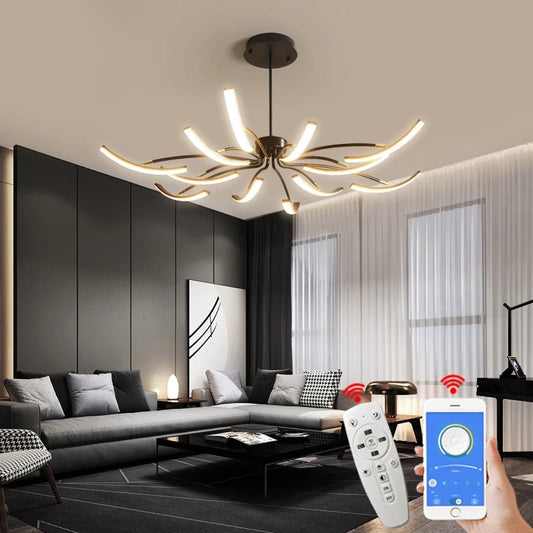 Lampe Plafond LED Élégante - Éclairage Suspendu pour Intérieur, Aluminium Brillant - Foivo