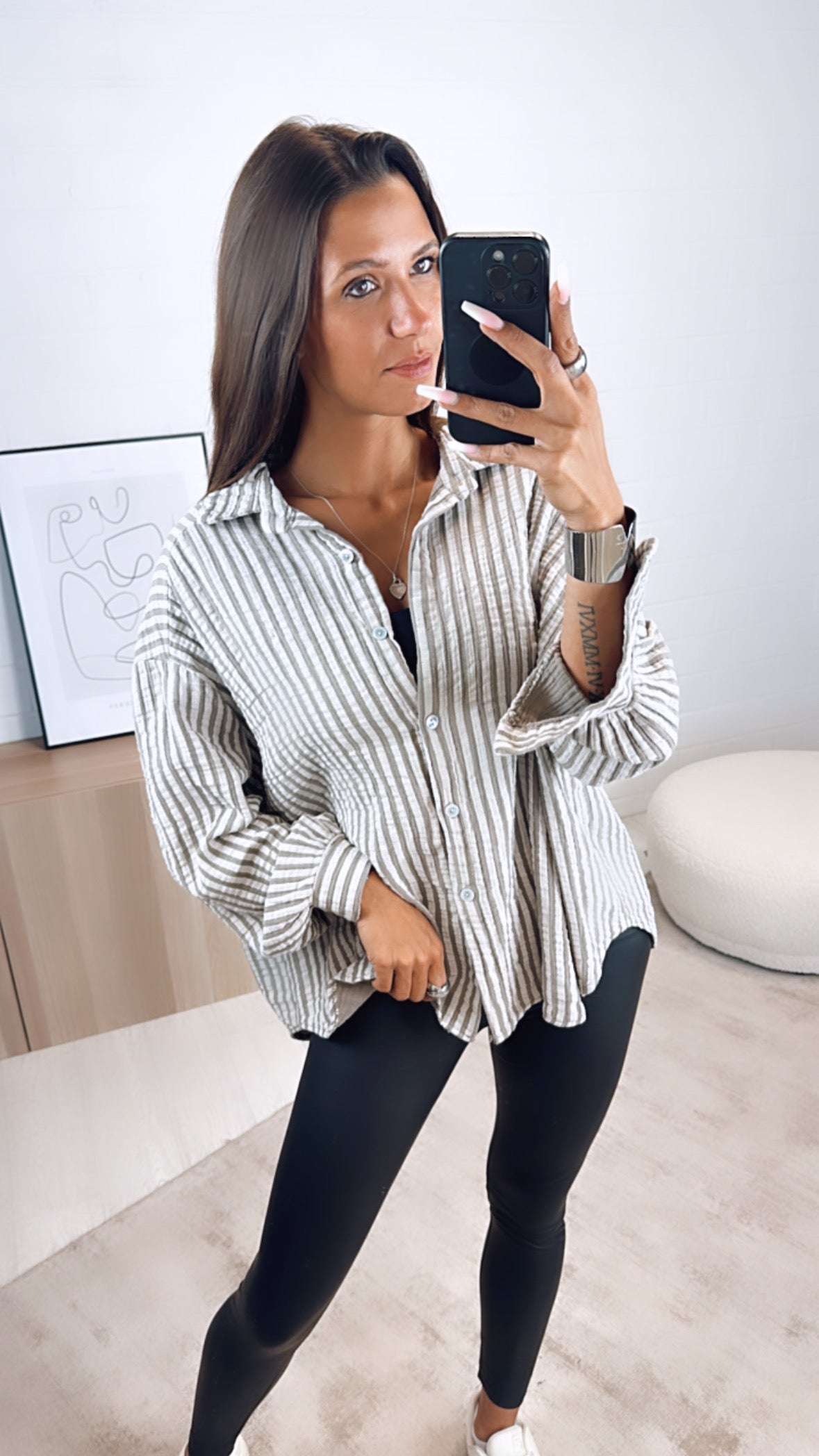 Blouse Rayée Décontractée Grande Taille - BlxckFR
