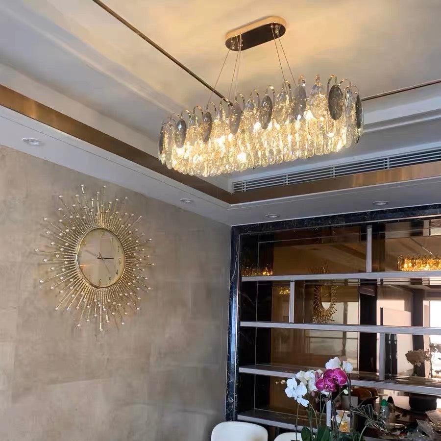 Lustre Cristal Luxe - Suspension LED Rose Or, Réglable, Tailles Variées