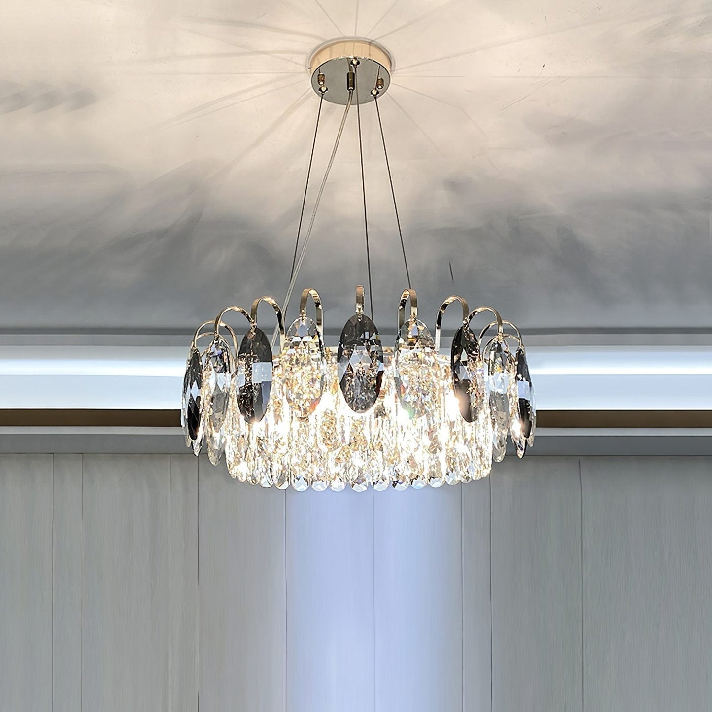 Lustre Cristal Luxe - Suspension LED Rose Or, Réglable, Tailles Variées