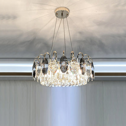 Lustre Cristal Luxe - Suspension LED Rose Or, Réglable, Tailles Variées
