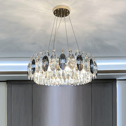 Lustre Cristal Luxe - Suspension LED Rose Or, Réglable, Tailles Variées