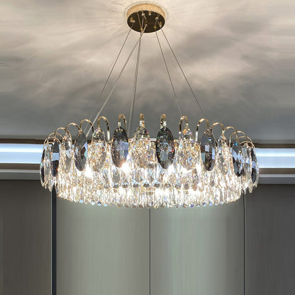 Lustre Cristal Luxe - Suspension LED Rose Or, Réglable, Tailles Variées