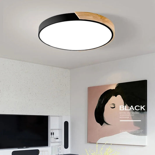 Lampe Plafond Bois Moderne - Éclairage LED Chambre et Séjour - Foivo