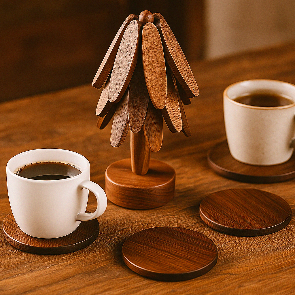 Sous-verres en Bois Naturel Artisanal Décor Maison - BlxckFR