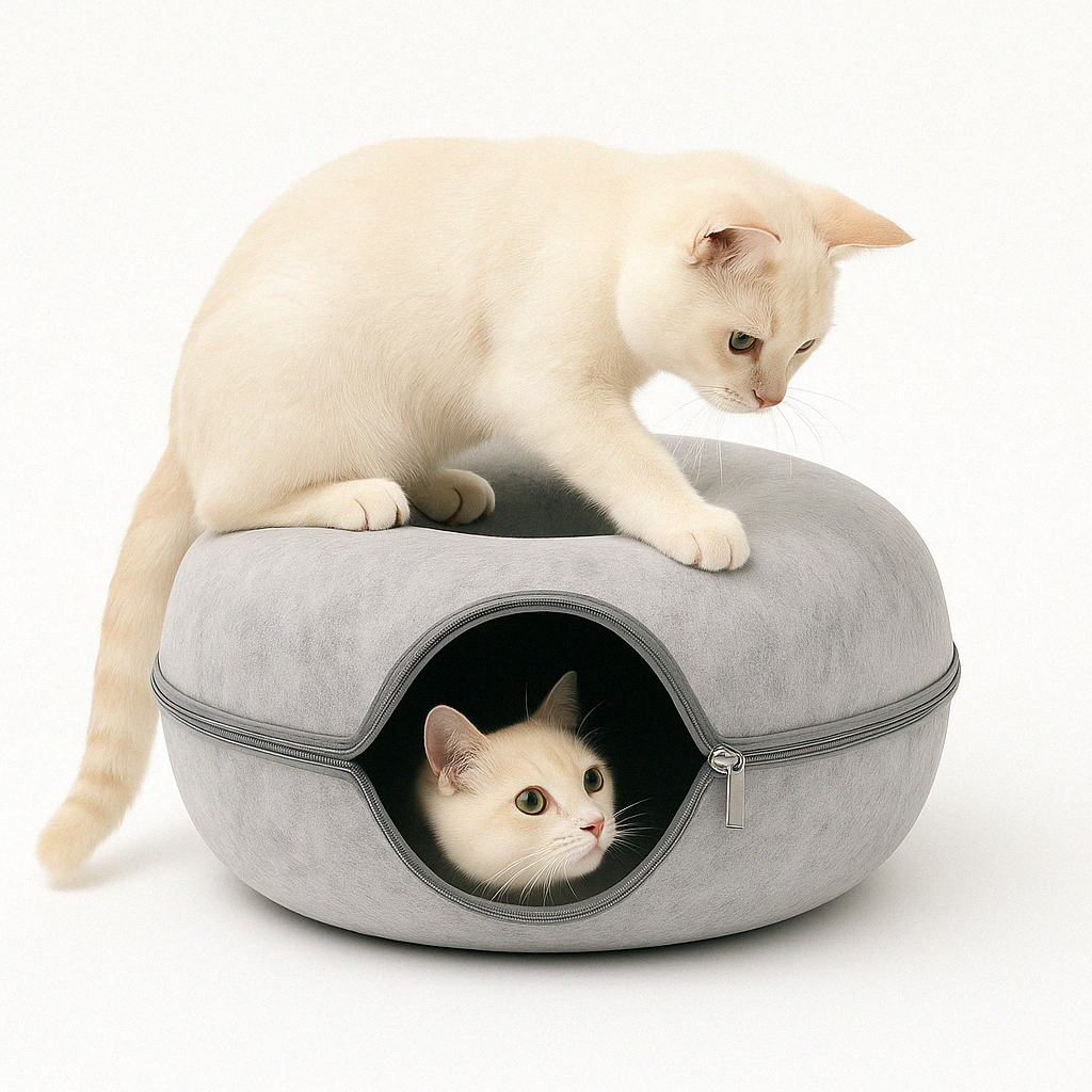 Lit Chien et Chat Tunnel en Feutre pour Plusieurs Animaux