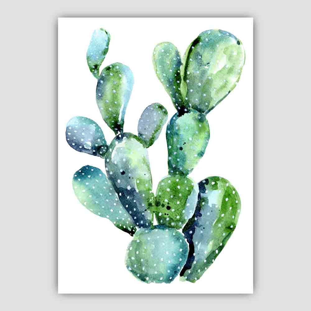 Impression Cactus Aquarelle Vert Bleu 3