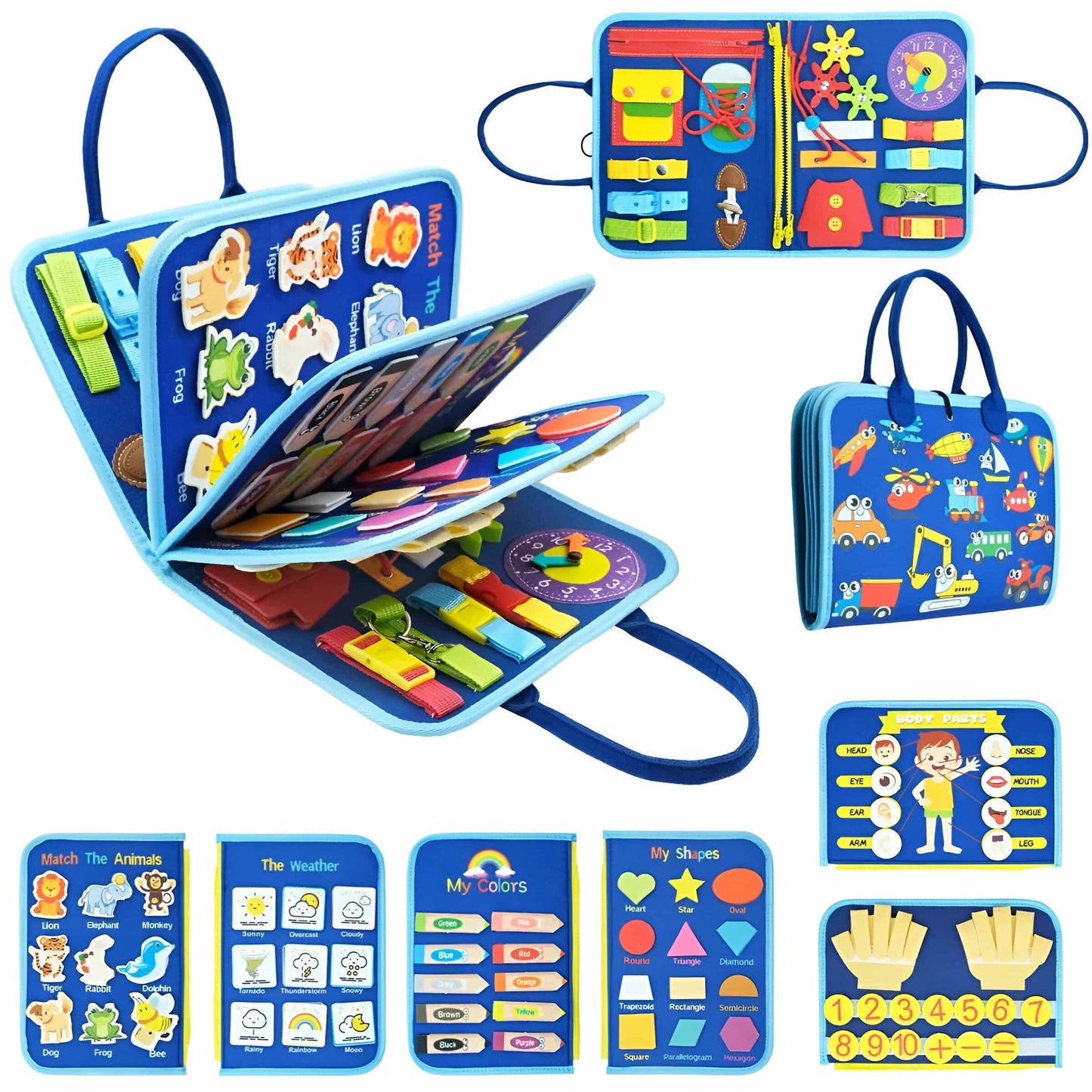 Livre Éducatif pour Enfants de 2-5 Ans - Livre Silencieux avec Fermetures Éclair, Boutons et Activités pour Développer les Capacités Motrices - Foivo