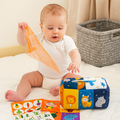 Jouet Sensoriel Bébé Cube Activité Doux