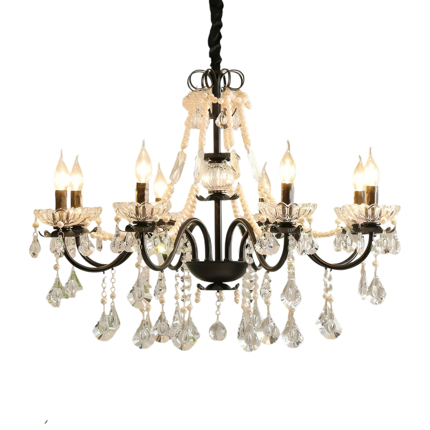 Lustre Cristal Noir Design Élégant - Foivo