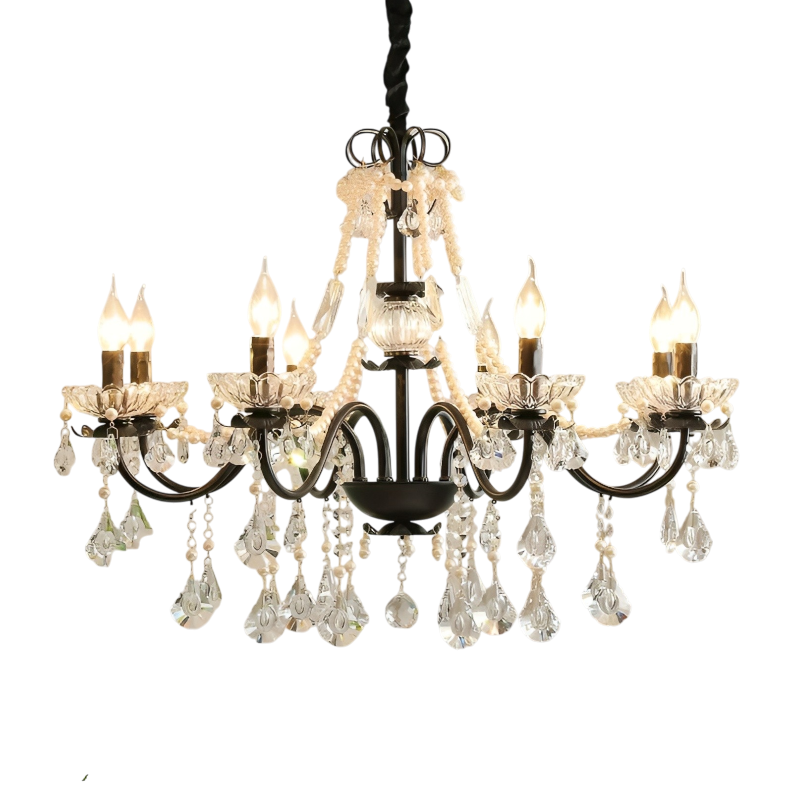 Lustre Cristal Noir Design Élégant - Foivo