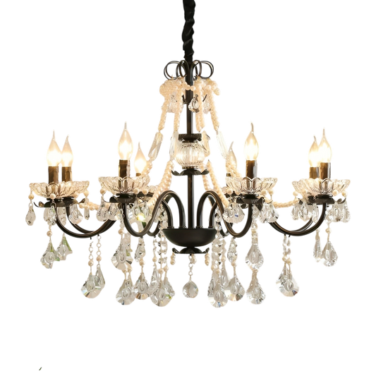 Lustre Cristal Noir Design Élégant - Foivo