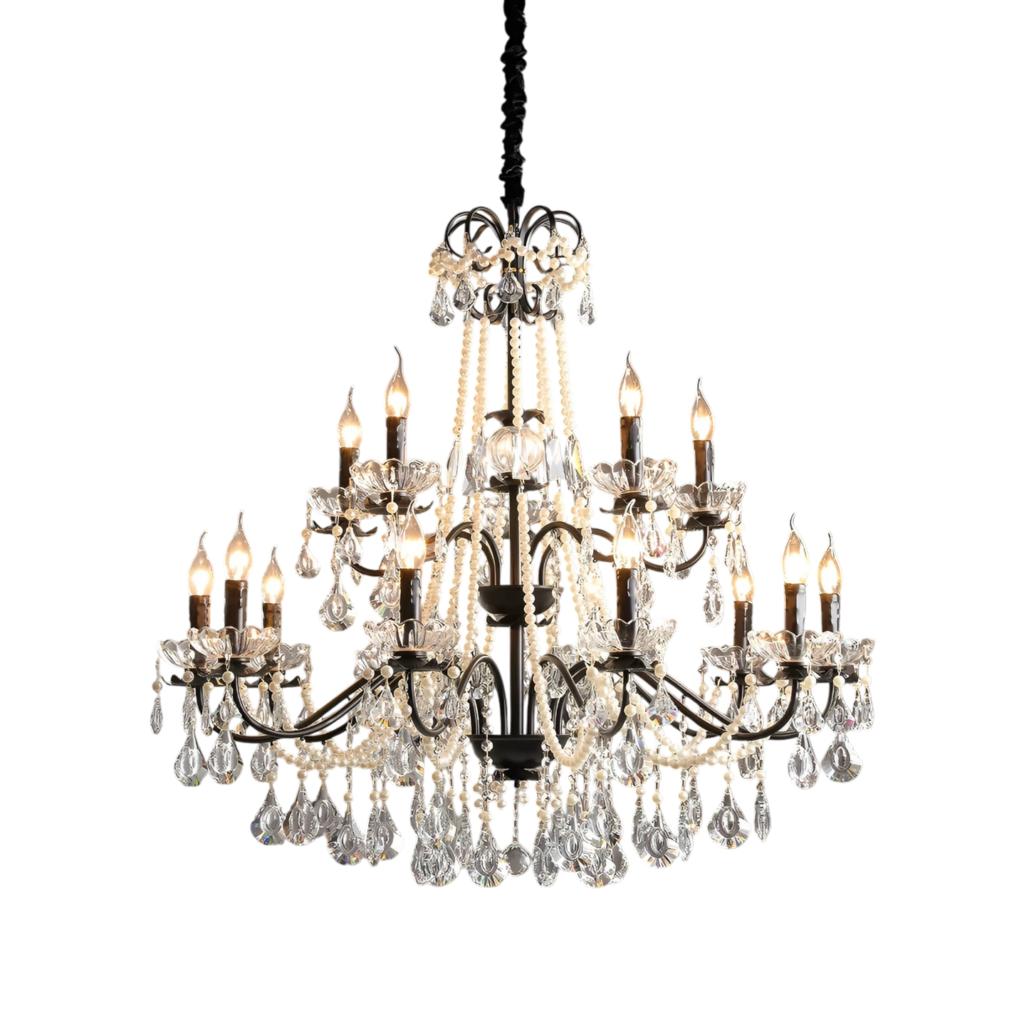 Lustre Cristal Noir Design Élégant