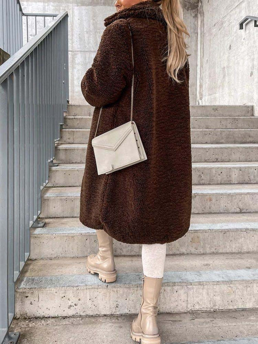 Manteau chic à col en fourrure synthétique - BlxckFR