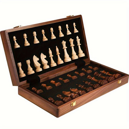 Jeu d’échecs Unisexe en Bois Coffret Pliable avec Pièces en Bois - Foivo
