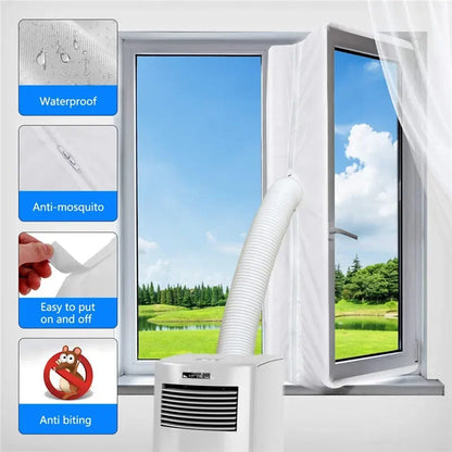 Joint de fenêtre pour climatiseur portable avec fermeture éclair et adhésif rapide 1