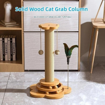 Jouet en Bois pour Chats avec Plateau Tournant 1