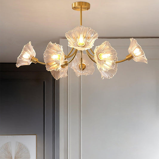 Lustre Élégant en Verre et Métal - Décoration Florale pour Intérieur - Foivo