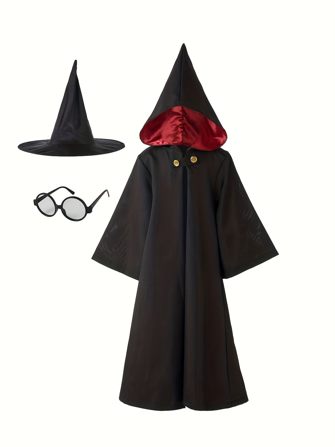 Costume de Magicien Enfant | Robe Capuche avec Lunettes et Chapeau - Foivo